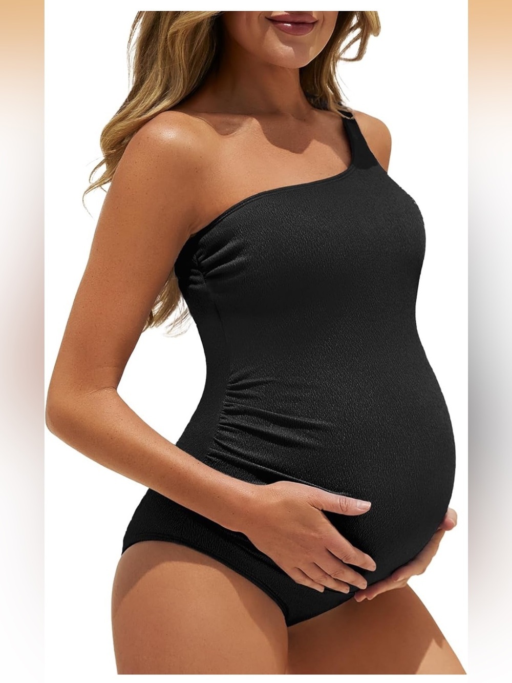 Maternity Swimsuit One Piece One Shoulder Ribbed S 1144/bb6-3